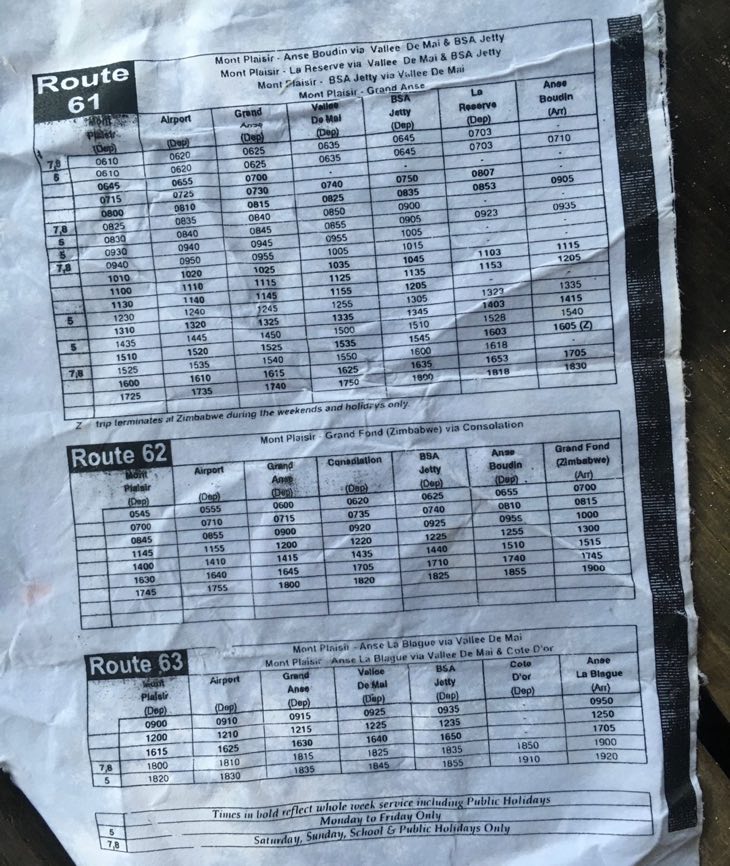 buses praslin timetable